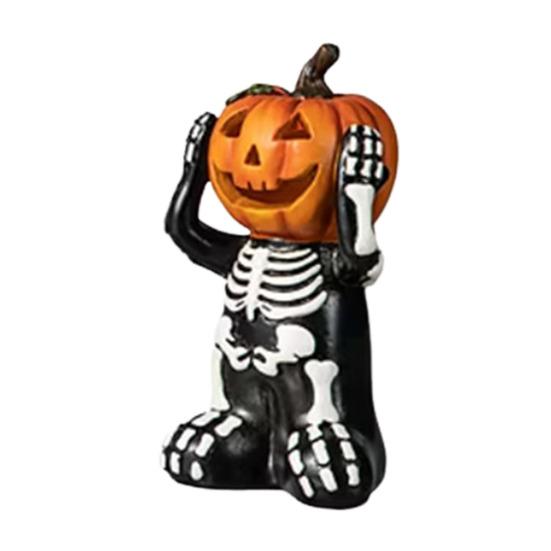 Хэллоуин Украшение Скелет Форма Тыквы Статуи Смола Готический Декор Дом Вечеринка Фестиваль Фигурка Черепа