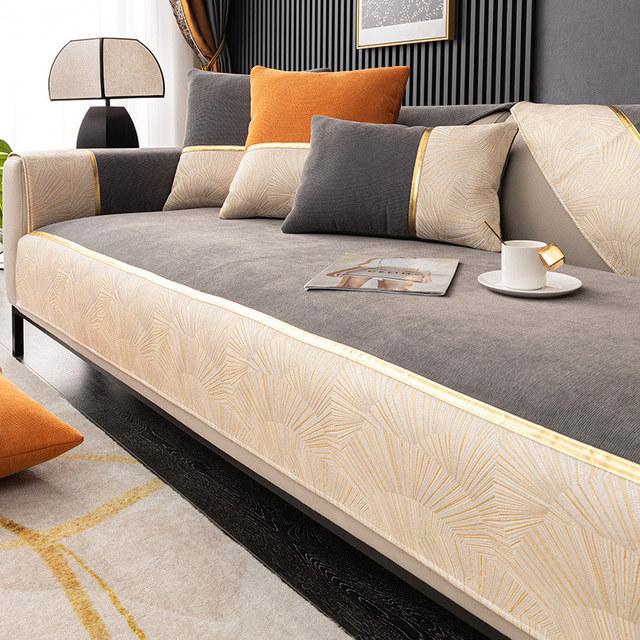 Скандинавский чехол из синели, чехол для дивана, золотой ремешок, чехол для кресла, защита для мебели, лоскутная подушка для дивана, нескользящая