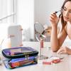 Wholesale Holographic Blue Waterproof Makeup Bags Fashion Printed Cosmetic Gift Zippered Toiletry Storage Pouch for Daily Use