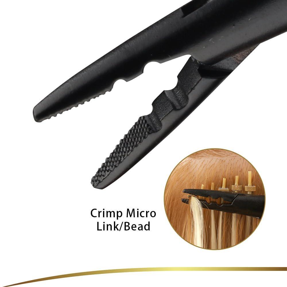 Инструмент для наращивания волос Щипцы для волос из нержавеющей стали с 2 отверстиями Инструмент для удаления бусин Инструмент для открывания уточных наращиваний волос Укладка волос Аксессуары для салонов красоты