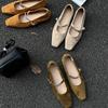 DUXI French Flat Bottom Square Head Mary Jane Single Shoes Women's 2025 New Spring and Autumn Gentle Black Suede Evening Shoes