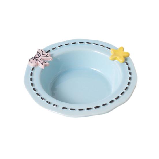 Nostalgie Ceramic Feeding Bowl for Dogs & Cats, Whisker Friendly Kitten Food Water Dish, Wide Shallow Pet Feeder Plate Dry Wet