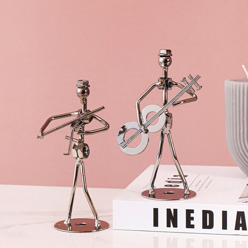 Металлический музыкант, гитарист, статуя, музыкальный инструмент, маленькое железо, искусство, коллекционная кафе, офис, книжная полка, украшение статуэтки для дома