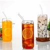 Spill-Proof Glass Drink Cup With Straw and Lid Glass Straw Cup Household Bubble Tea Cup  Office