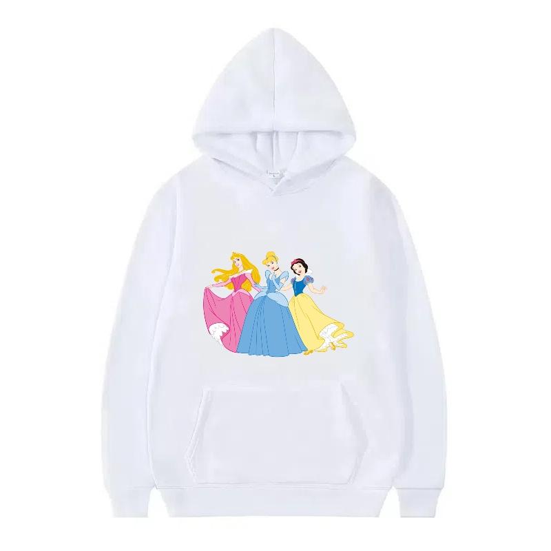 Disney Princess Pattern Woman Fashion Sporty Loose Black Spring Tops Clothes Pullovers Ladies Cheap Y2k Hoodies Men Sweatshirts
