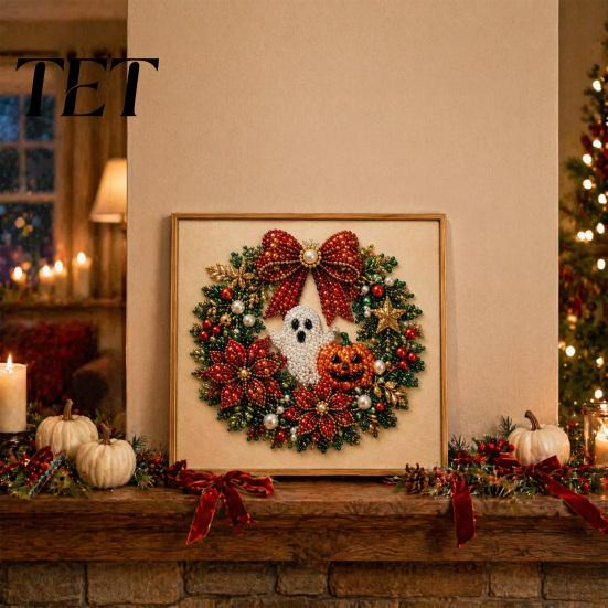 Unique Halloween Party Giveaways Faux Pearl Painting Kit, Cute Ghost 3D Art DIY Easy for Craft Enthusiasts Kit Adults, Christmas Home Festive