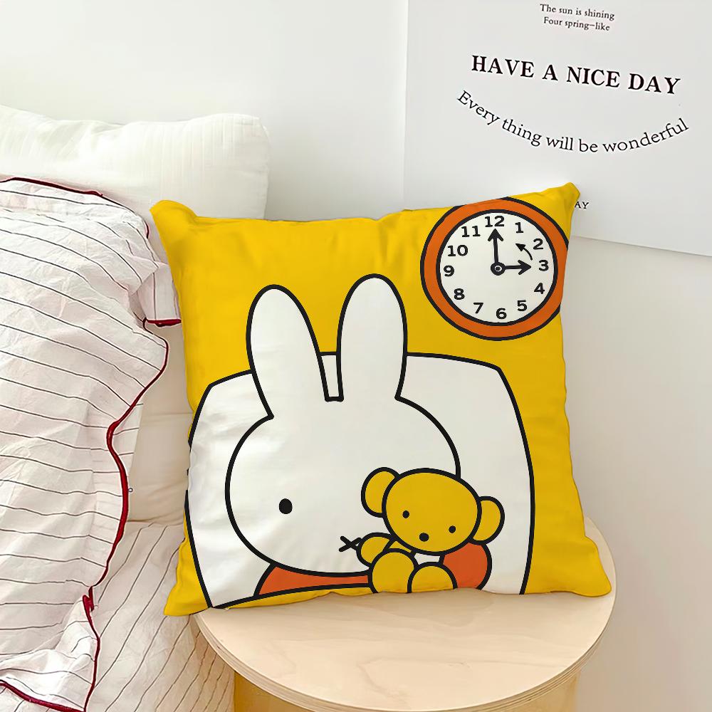 Cartoon Bunny Rabbit kawaii funny MMiffy soft pillowcase for Sofa Home Living Room bedside Decor pillow cover Gift Party hogar