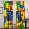 Цветные квадратные шторы с ручкой для детей, 2 панели, занавески для комнаты для мальчиков, спальни, гостиной, украшения окна