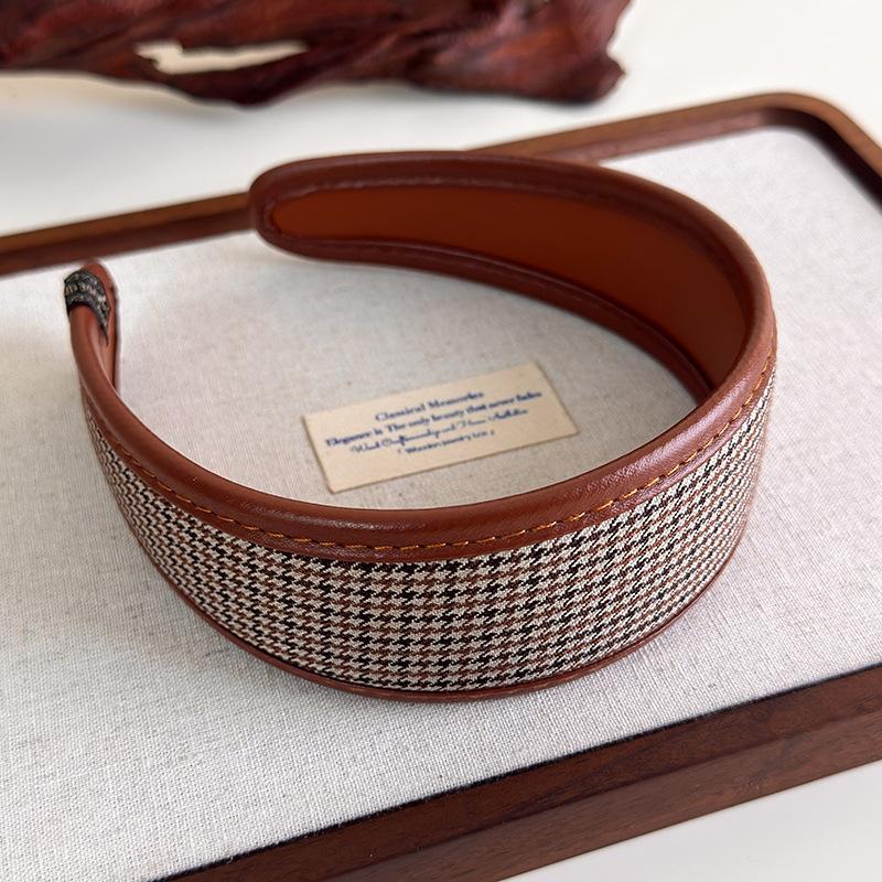 Обруч для волос во французском стиле, ретро кожаные широкие повязки на голову, женская повязка на голову, женский головной убор для умывания и макияжа, аксессуары для волос