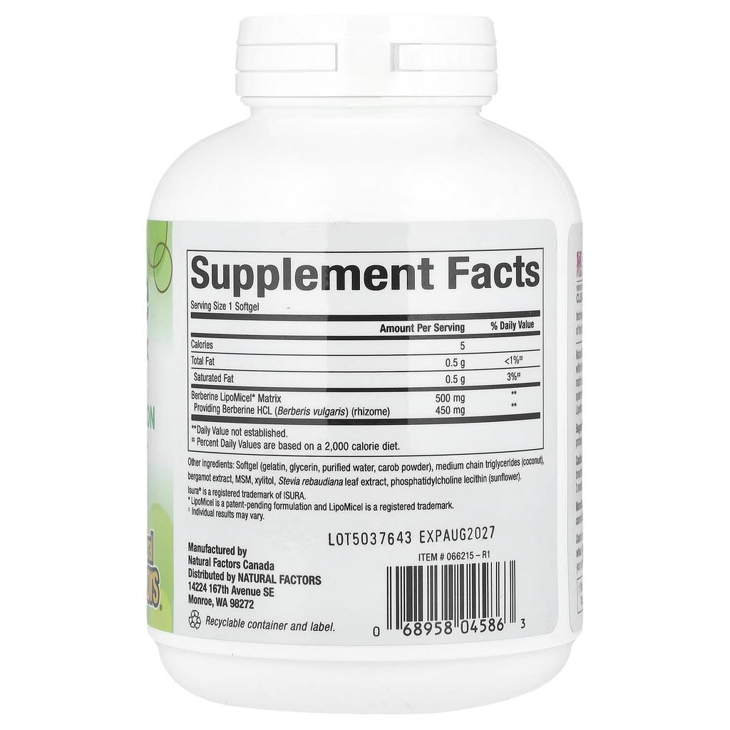 Berberine, Lipomicel Matrix, 500Mg, 90 Liquid Softgels