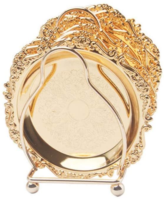 Коллекция 6 подстаканников Креативные подставки под напитки с декоративной стойкой Нескользящие металлические подставки под чашки Настольный дисплей с держателем