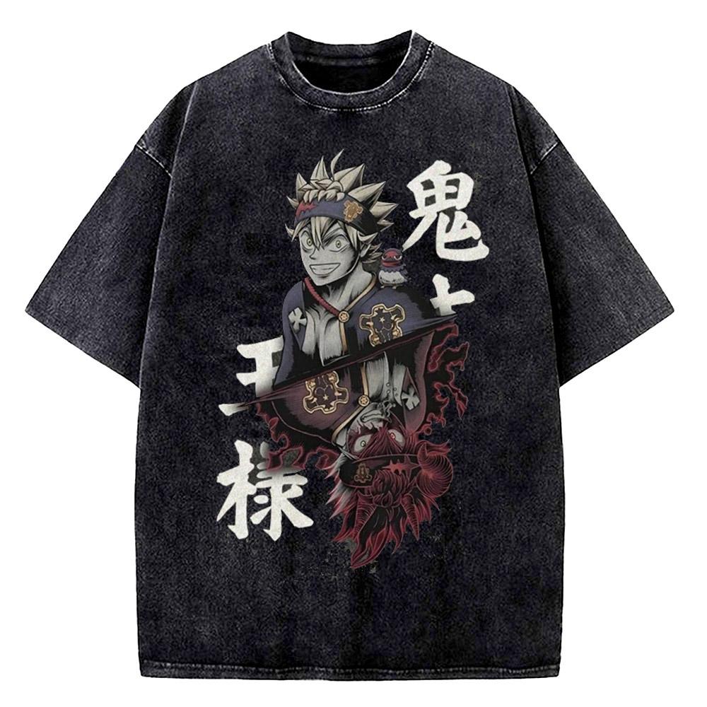 Высококачественная футболка с коротким рукавом для мужчин Yami Sukehiro Black Clover Manga, 100% хлопок, винтажная стирка, мужская футболка