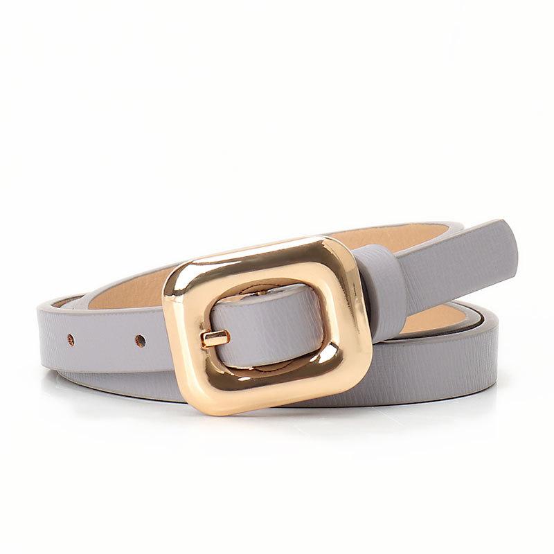 Simple Alloy Square Buckle Women'S Belt, Dress Jeans, High-End Thin Belt Women