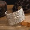 Vintage Miao Silver Wide Edition Bracelet Engraved Pattern Female Bohemian Arm Bracelet Tibetan Bracelet Exotic Accessories