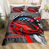 Red Cool Racing Car Three-Piece Quilt Cover Digital Printing Bedding Set Bed Cover