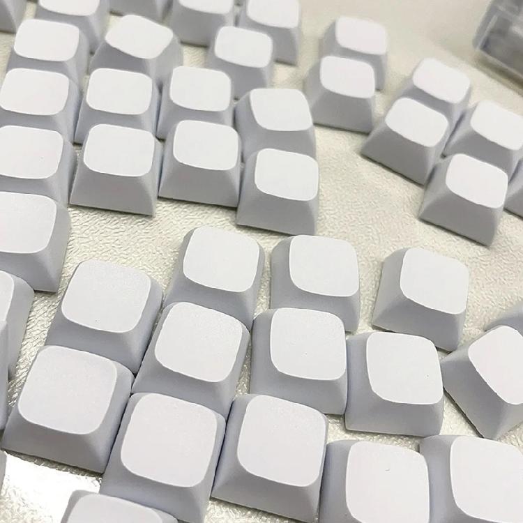 64Key Blank Keycaps, Thick PBT White Keycaps for Game Mechanical Keyboard Minimalistic White Keycap Set