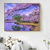 HUACAN 5D DIY Full Drill Diamond Painting Cherry Blossom Scenery Cross Stitch Embroidery Kit