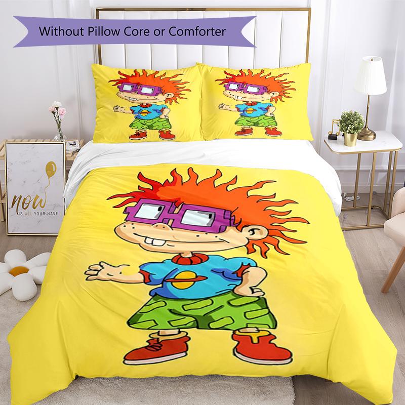 3pcs Rugrats pattern bedding set duvet cover set includes duvet cover &pillowcases, perfect all season bedroom decoration & gift
