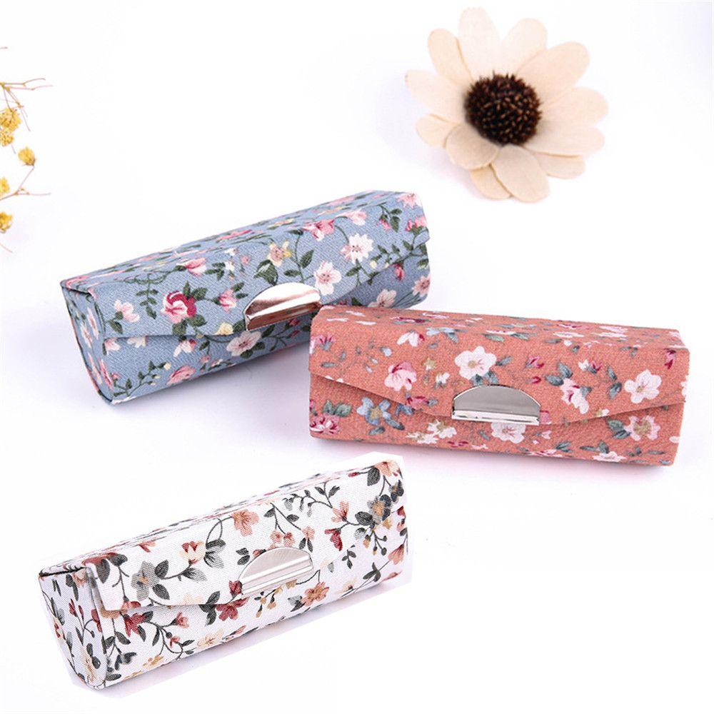 Подарочные цветочные дизайны Ретро вышитый держатель для украшений Мини-зеркальце Коробка для блеска для губ Чехол для помады