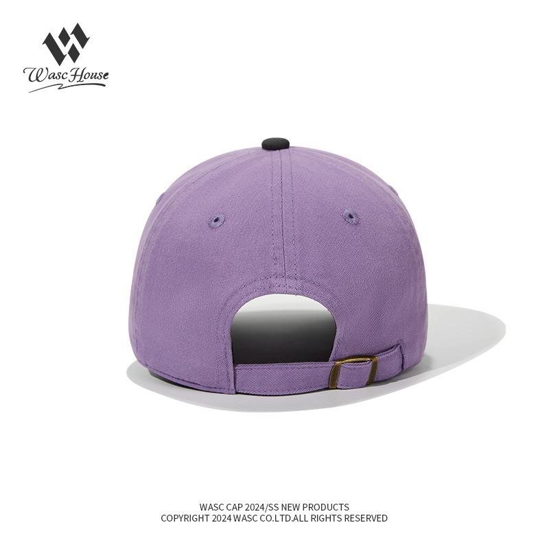 Trendy baseball cap, male and female alphabet embroidery color matching soft top cap, couple sunshade curved brim hat