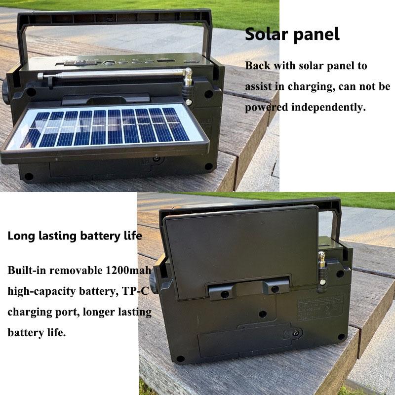 Portable Retro Emergency Radio Solar Panel Vintage FM AM SW Radios Wireless Bluetooth Speaker Music Box Support TF Card U Disk