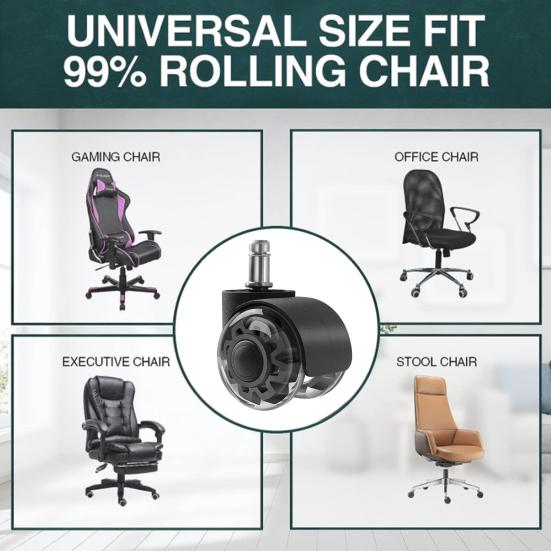 2-дюймовое прозрачное колесо для офисного кресла, прочное, универсальное, тихое, для полов из твердой древесины, ковер, компьютерный игровой стол, роликовое кресло, замена роликов