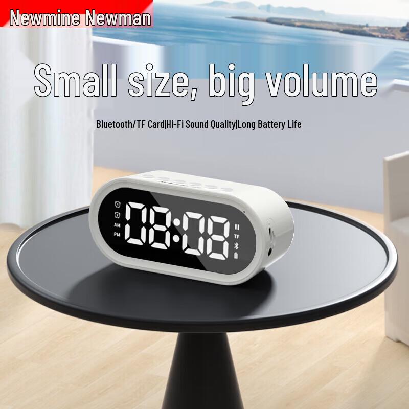 Newman Portable Bluetooth Speaker with Mirror LED Display & Alarm Clock