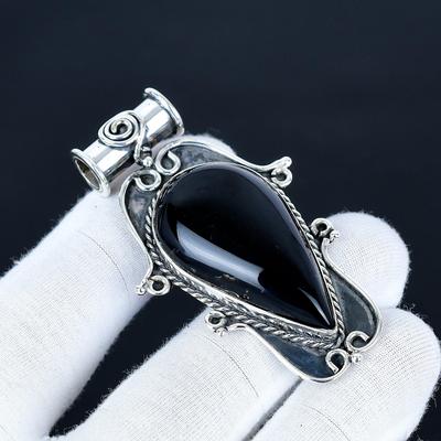 Кулон из черного оникса, Ювелирные изделия ручной работы из стерлингового серебра 925 пробы, Серебряный кулон с черным ониксом, Украшения для вечеринок для женщин, Подарок на помолвку
