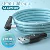 Soft Silicone USB C Cable 90 Degree Fast Charger 5A USB Type C Cable for Huawei Mate 40 Xiaomi POCO X3 Mobile Phone USB-C Cord