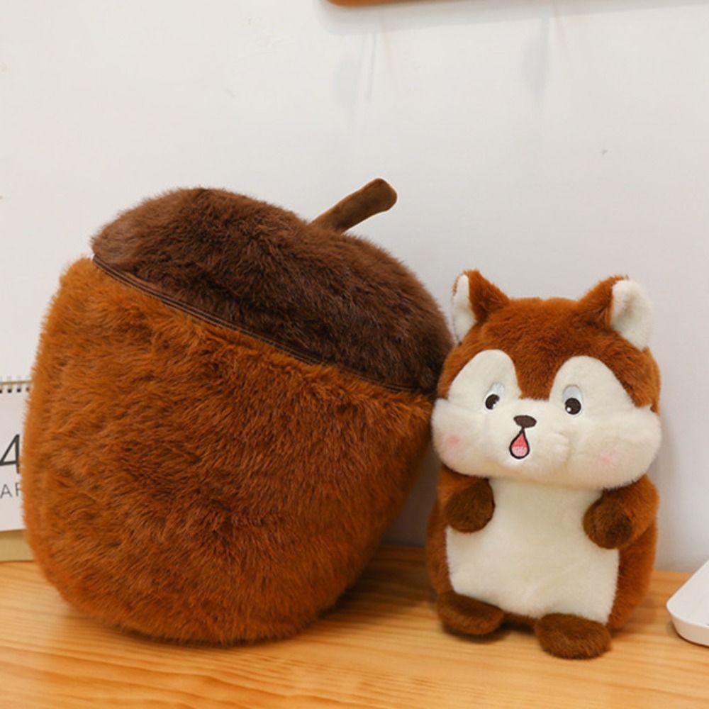 Detachable Squirrel 2 in 1 Plush Toys PP Cotton Stuffed Soft Animal Dolls New Year