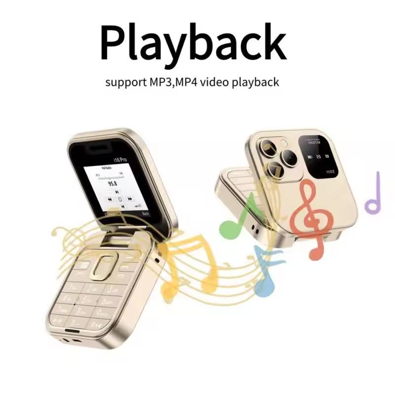 Мобильный телефон I16 Pro Mini Fold 2G GSM с двумя SIM-картами, быстрым набором номера, видеоплеером Magic Voice, разъемом 3,5 мм, FM, небольшим раскладным сотовым телефоном