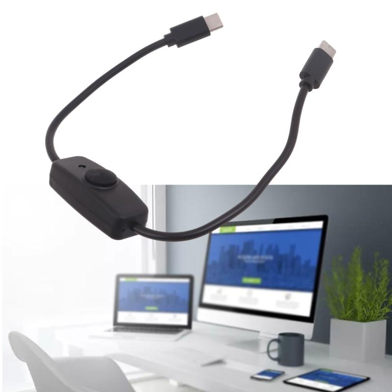 Male To Male USB Type C USB C Cable with On Off Power Switches Button for Cellphone Tablet 15W Fast Charging