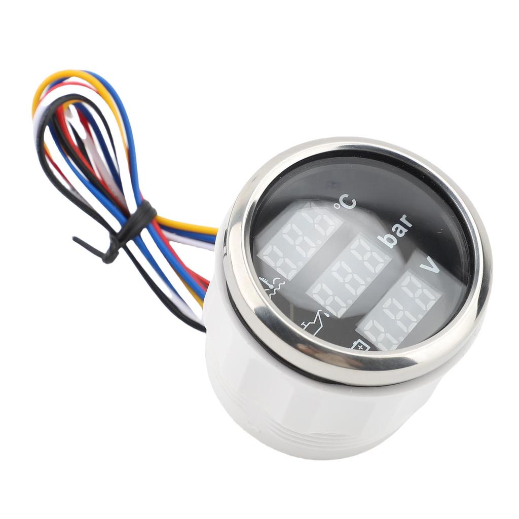 3 In 1 Instrument Sensor Kit Engine Coolant Temperature Oil Pressure Meter Battery Voltmeter for Car Boat 52mm Digital