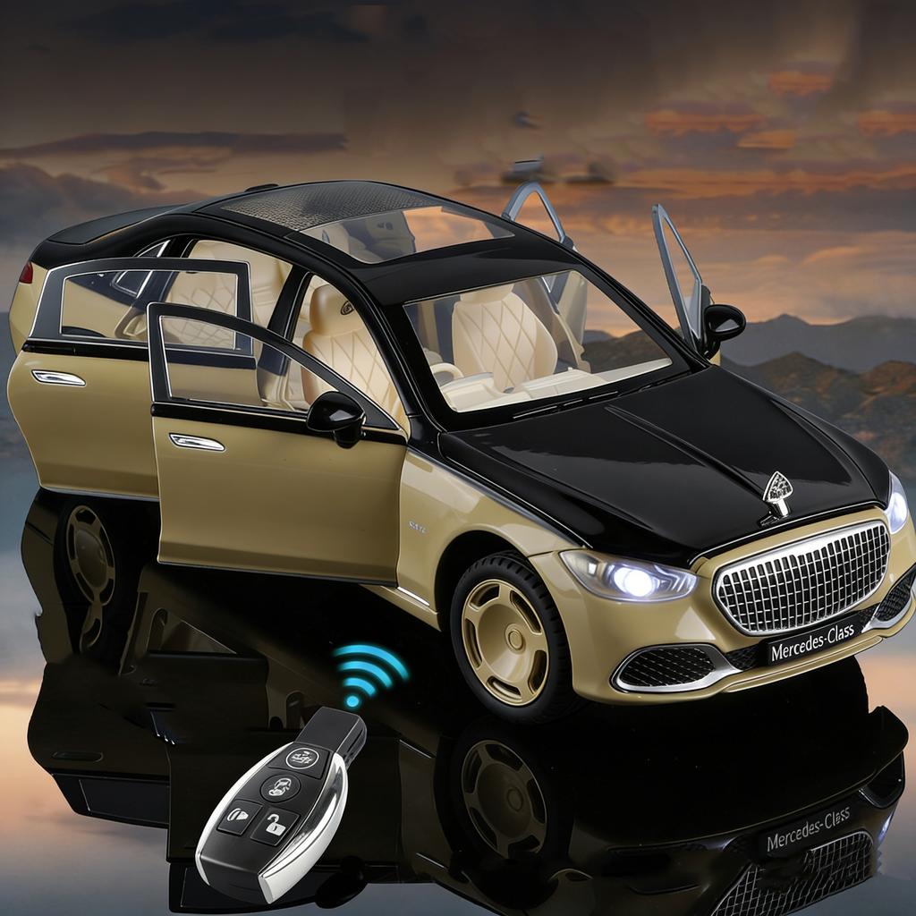 1/24 Maybach S680 Управление ключом Металлическая модель автомобиля Игрушка Литье под давлением Металлическое литье Звук и свет Оттяжная машинка Игрушки для детей Транспортное средство