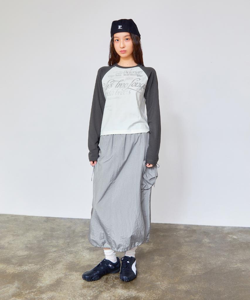 Lmc Wm Ribbon Nylon Long Skirt Light Gray