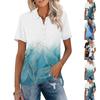 Women's Fashion Lapel Short Sleeve Printed Button Top