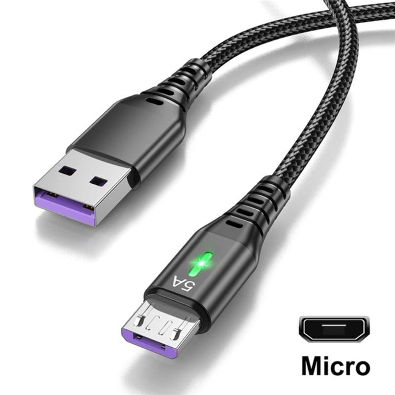 5A Micro USB Кабель Быстрая Зарядка Телефона USB Провод Шнур Зеленая Светодиодная Подсветка USB Зарядное Устройство Кабель для Передачи Данных 0.3/1/2/3M