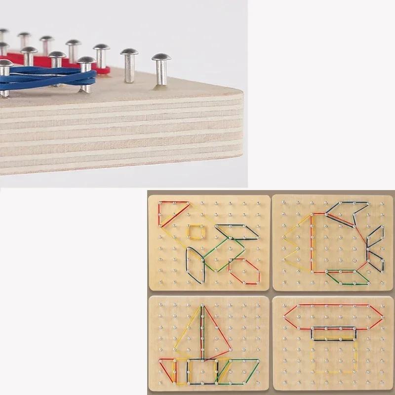 Монтессори Детская Креативная Игрушка Графика Резиновые Гвозди-Резинки Доски с Карточками Дошкольное Образование Дети Дошкольного Возраста Juguetes Para Niños