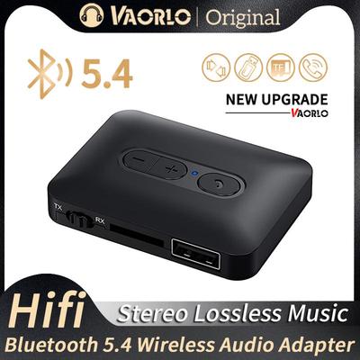 Bluetooth 5.4 аудио передатчик приемник 3.5 мм AUX USB U-диск TF карта воспроизведения беспроводной адаптер стерео музыка с микрофоном для автомобиля ТВ ПК