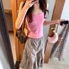 Sweet Spice Girl Pink Polka Dot Small Suspender Vest Women's Summer New Slim Skinny Versatile Good-looking Top Trend