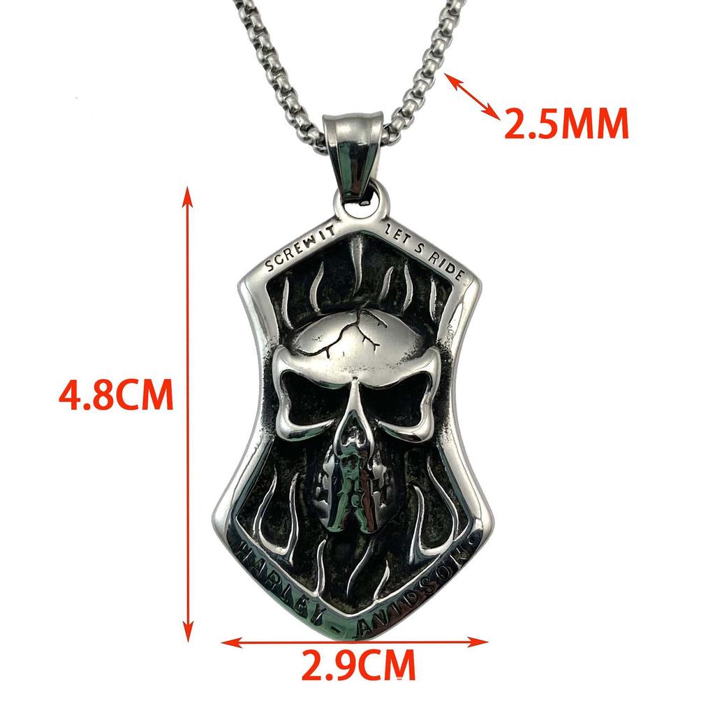 Религиозный тотем на Хэллоуин из нержавеющей стали для мужчин, ожерелье с подвеской из титановой стали в виде черепа пламени