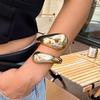 Wide Metal Chunky Waterdrop Bangles for Women Gold Copper Color Open Cuff Thick Irregular Twisted Bangle Bracelet Jewelry
