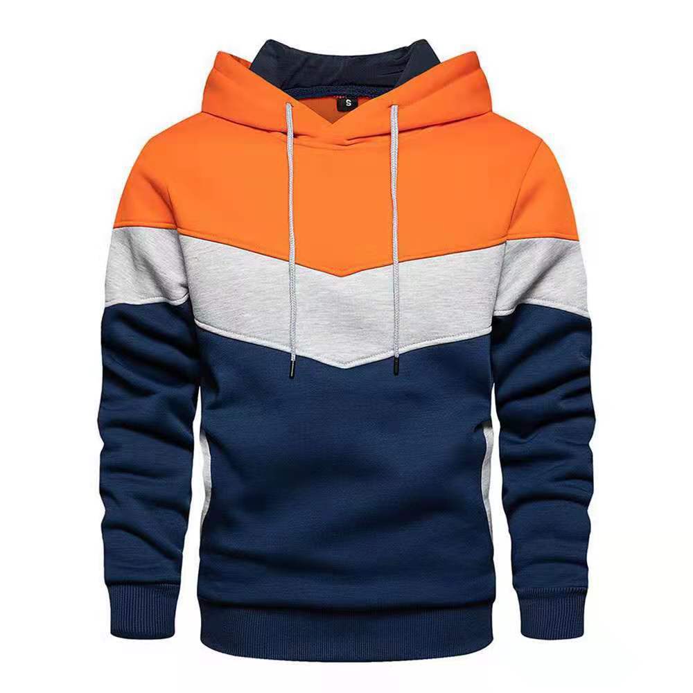 Spring and Autumn Men's Loose Casual Color Matching Hooded Sweatshirt