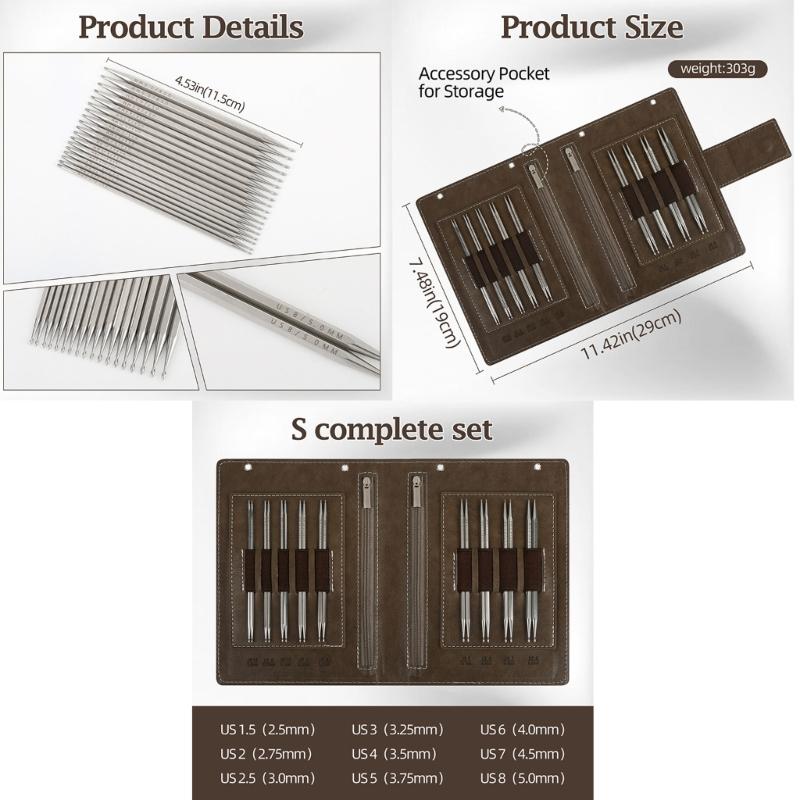 Набор шестигранных и круглых спиц из нержавеющей стали для шитья и вязания, съемный, в форме капли, для любителей рукоделия