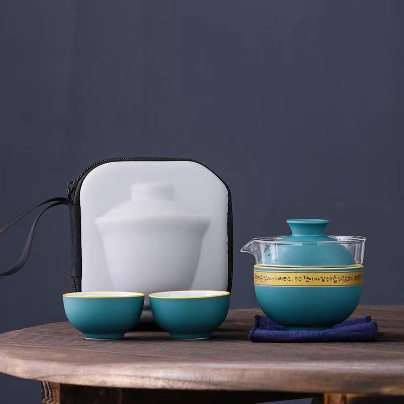 Новый стеклянный и керамический чайный сервиз из 3 чашек, гайвань из матового прозрачного стекла, переносная дорожная супница для чайной церемонии, 170 мл