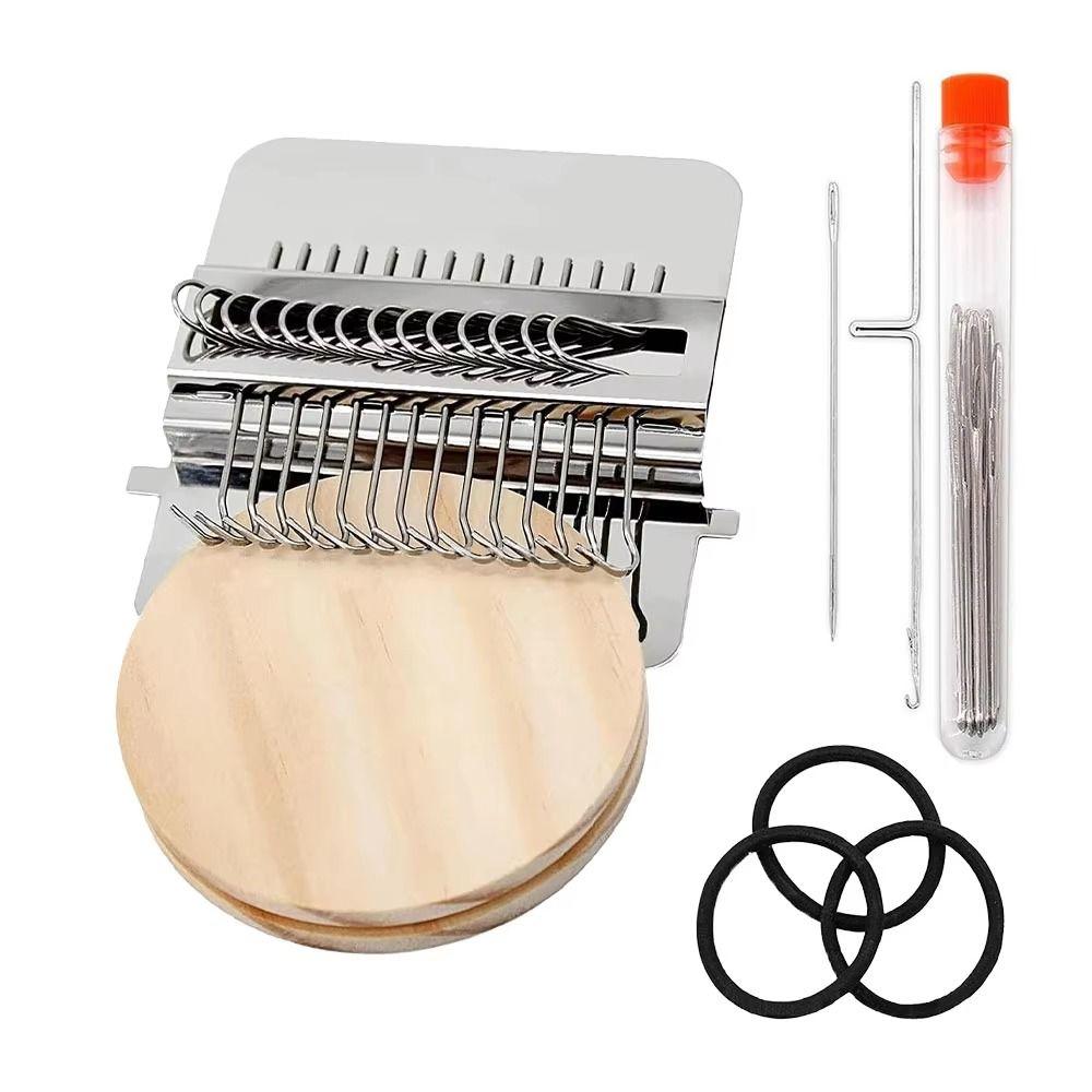 Деревянная рама Мини-ткацкий станок Металлический инструмент Мини-размер Вязальная машина DIY Рукоделие 12/14 крючков Маленький ткацкий станок Латание носков