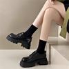 Small Leather Shoes Women's Spring and Autumn 2025 New Platform High-heeled British Style Single Shoes Black Lace-up Versatile JK Loafers
