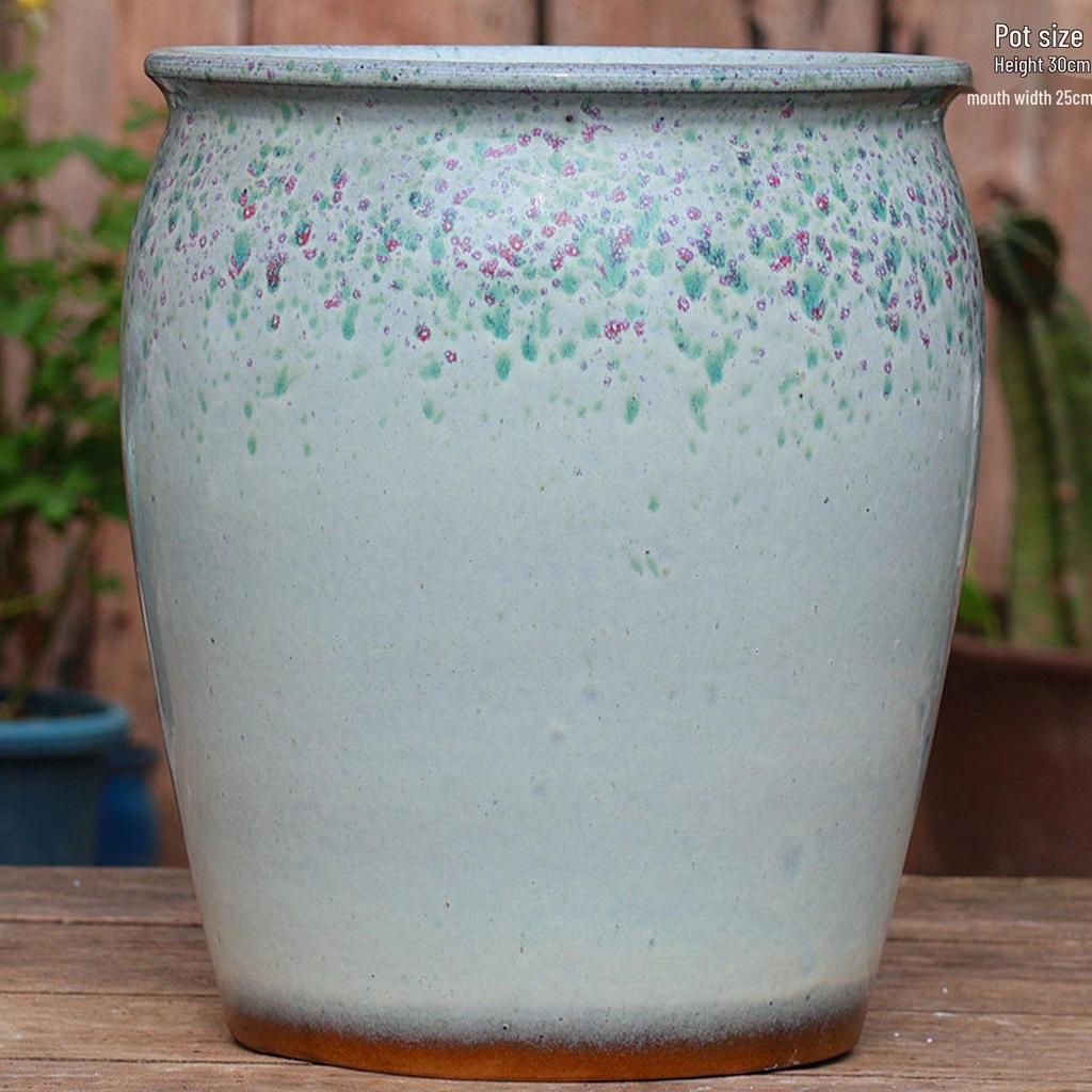 Vintage Ceramic Pot for Indoor/Outdoor Use – Large, Breathable Coarse Pottery for Green Plants, Tall Wide Mouth Design for Bougainvillea & Succulents
