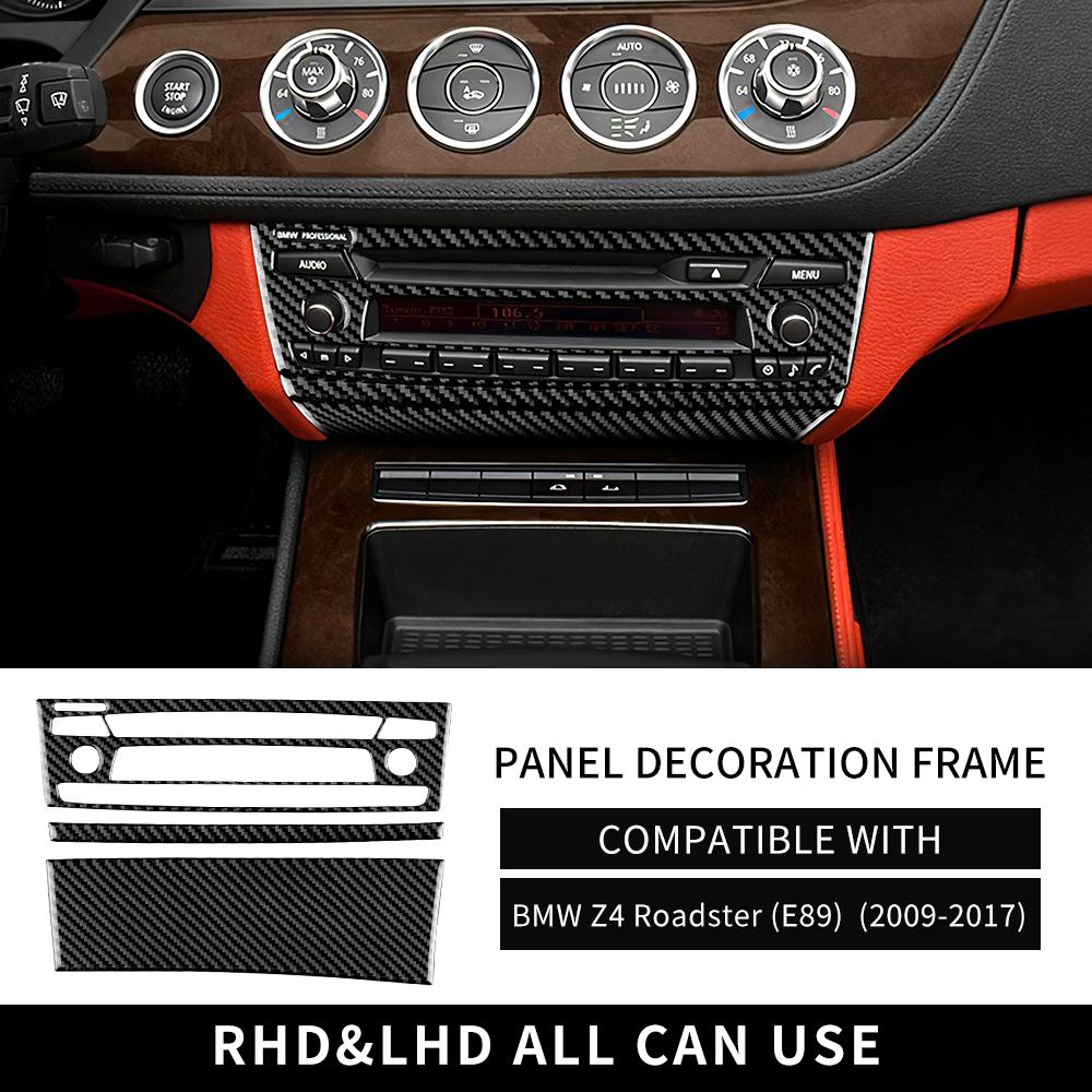 Carbon Fiber Interior Sticker for BMW Z4 E89 Roadster 2009-2017 AC CD Frame Panel Cover