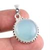 Natural Aqua Chalcedony Gemstone Handmade 925 Solid Silver Pendant 1.50'' V4w88